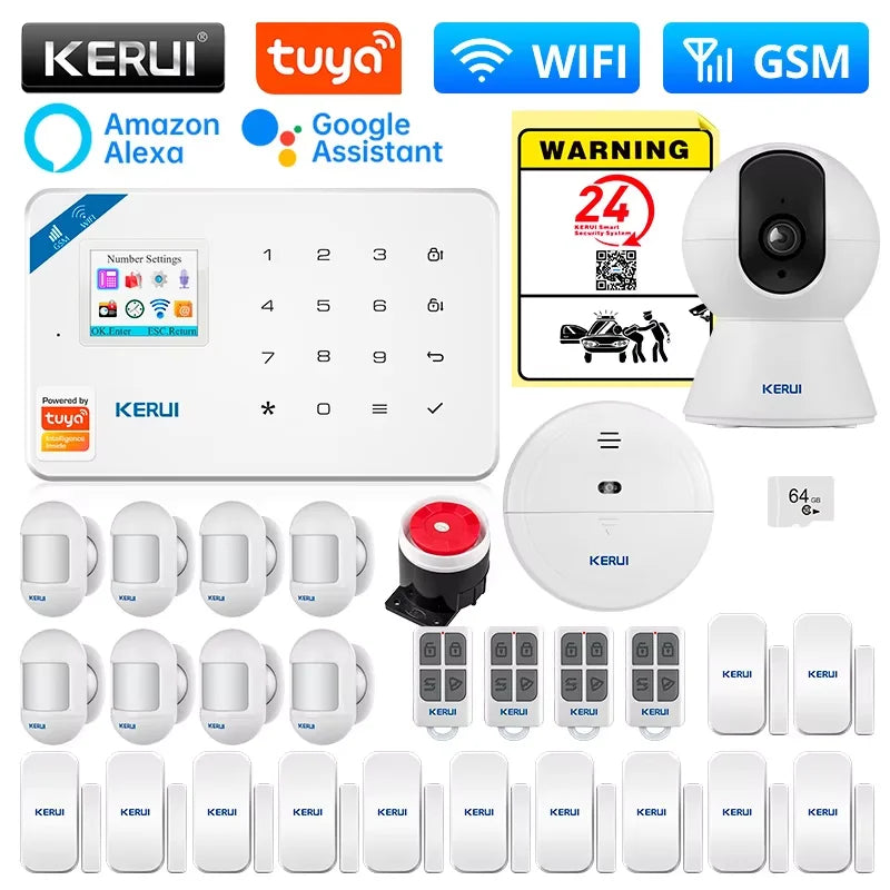 KERUI 2G WIFI GSM Alarm Security System  W181 Wireless Home Alarm Tuya Smart Burglar Alarm for House Protection Motion Sensor