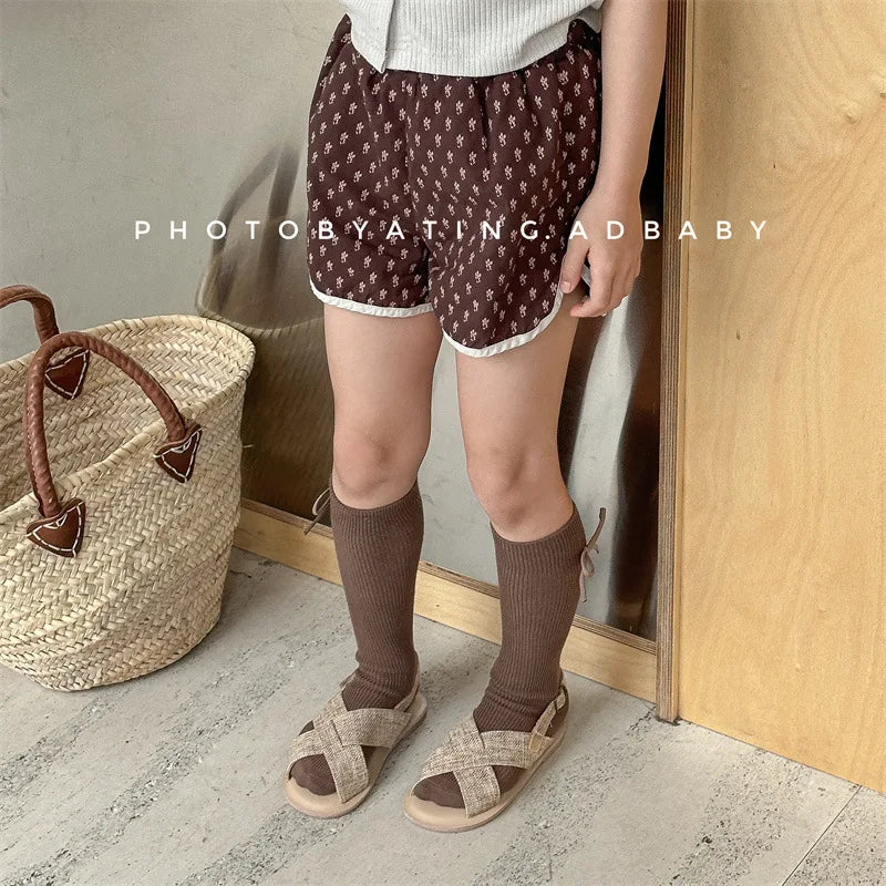 2025 Summer New Baby Girls Cute Floral Shorts Children Loose Cotton Shorts Versatile Kids Print Casual Shorts Toddler Clothes
