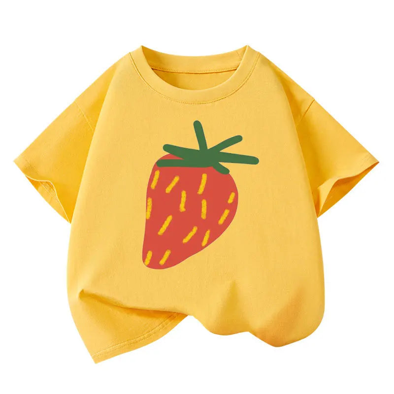 Girls T-shirts 2025 Summer Short-sleeve Tops for Kids Candy Color Boys Tees Children School Shirts Cotton Teenager Outfits 1-12T