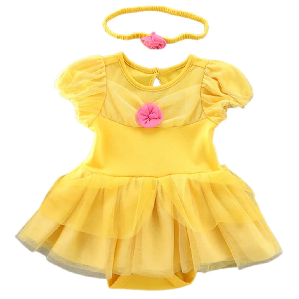 Baby Romper TUTU Dress With Headband Infant Baby Princess Girl Clothes Size 3-18M Cute Design Baby Dress Party Costumes
