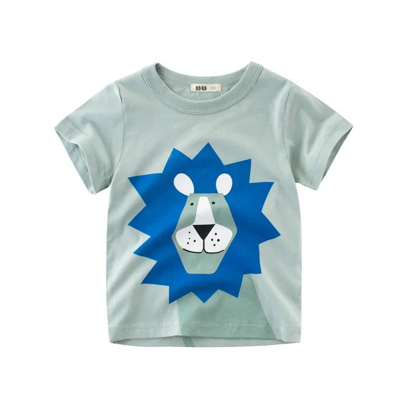 2 3 4 5 7 9 Years Summer Baby Boys Short Sleeve T-shirt Children Kids Cotton Cartoon Tops For Little Boys KF1022