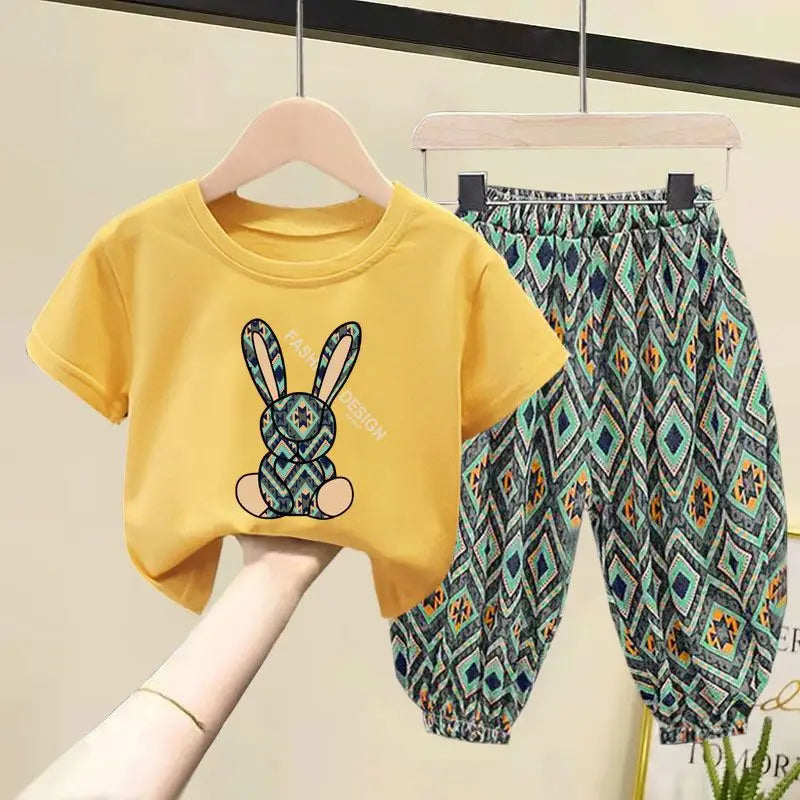 Children Clothing Sets Boys Girls 2023 Summer Mother Kids Clothes Cotton T-shirt Short Sleeves Trousers 2pcs Suit Baby Clothes