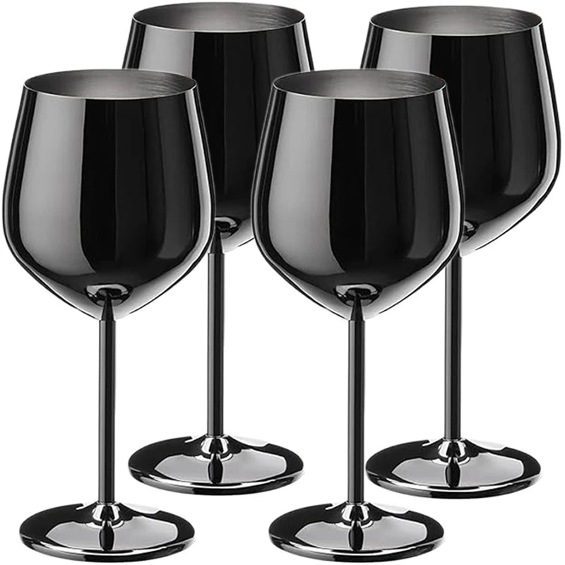 4PCS Stainless Steel Glass Cocktail Creative Metal Wine Glass Bar Restaurant Champagne Red Wine Glass Drinkware Barware Cup