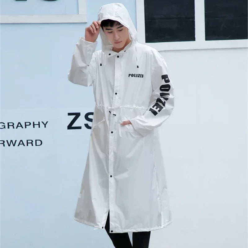 Women's Long Lightweight Trench Raincoat Poncho Waterproof Korean Style for Adults