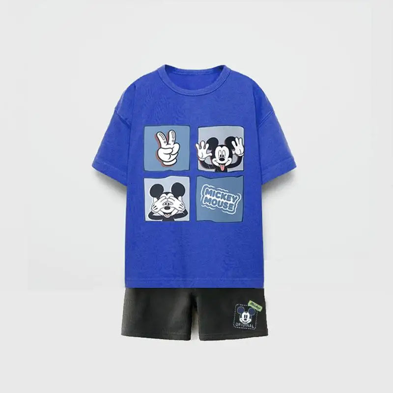 Trendy Outfits 2025 Summer Child Clothing Cute TShirt Black Shorts New Printed Tops +Shorts Boys Short Sleeve Suit Outer Wear