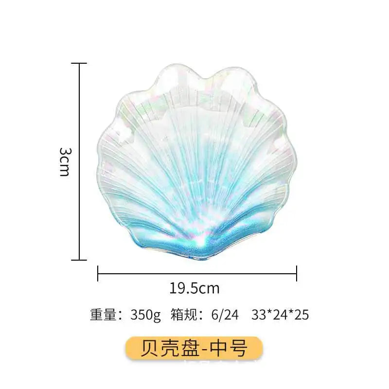 Creative Colorful Glass Shell Dishes Home Marine Fruit European Tray Snacks Ornaments Irregular Plates Home Decorative Plates