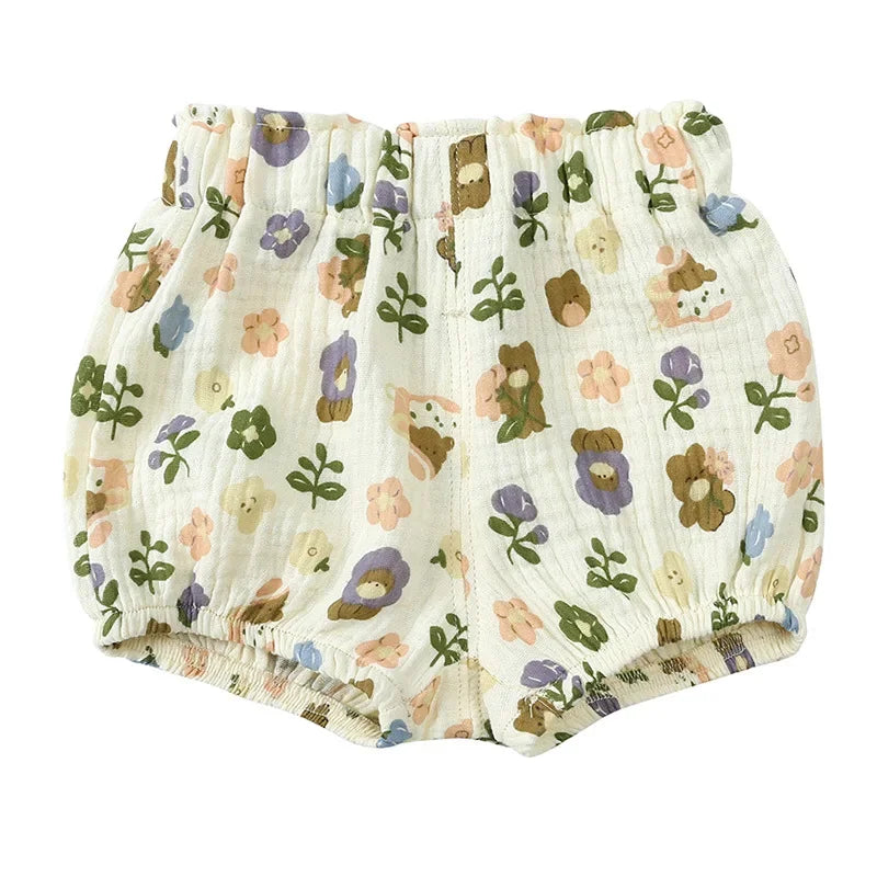 2025 Toddler Baby Summer Shorts Cotton Linen Cartoon Breathable Children Lounge Clothes for 3M-6T Boy Girl Korean Cute PP Pants
