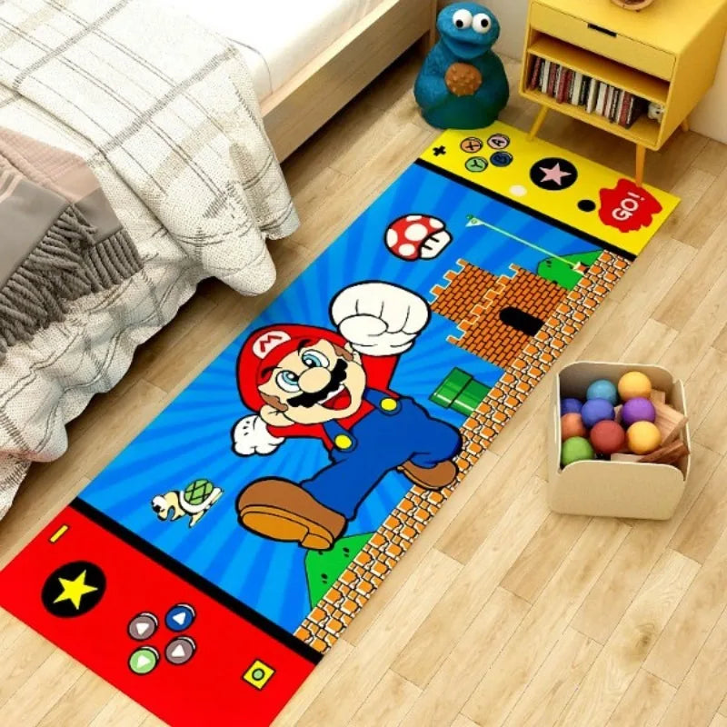 MINISO Mario Super Cartoon Long Carpet for Living Room Cartoon Children's Bedroom Sofa Doormat Anti-slip Balcony Room Floor Mat