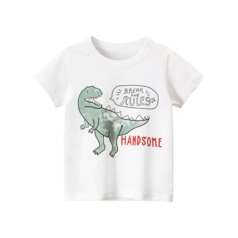 2 3 4 5 7 9 Years Summer Baby Boys Short Sleeve T-shirt Children Kids Cotton Cartoon Tops For Little Boys KF1022