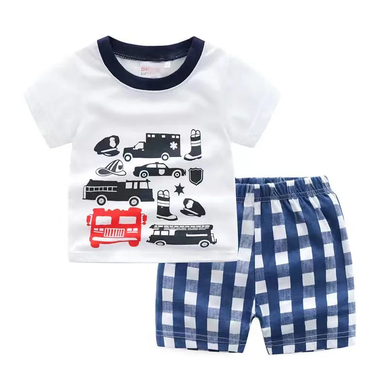 2024 Summer Boys Girls Clothes Set T-shirt+pants 2pcs Children's Clothing Fashion Pink Baby OutSet Newborn Baby Suit