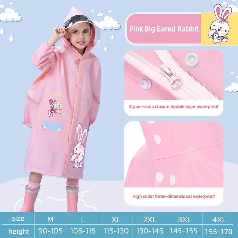 Children's Raincoat, Kids Waterproof Rain Poncho, Full Coverage, High-Quality Raincoat, Student Boys Girls Backpack Travel Rainwear