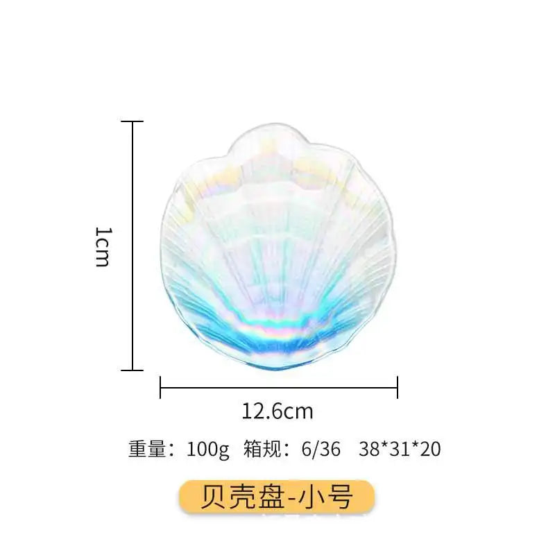 Creative Colorful Glass Shell Dishes Home Marine Fruit European Tray Snacks Ornaments Irregular Plates Home Decorative Plates
