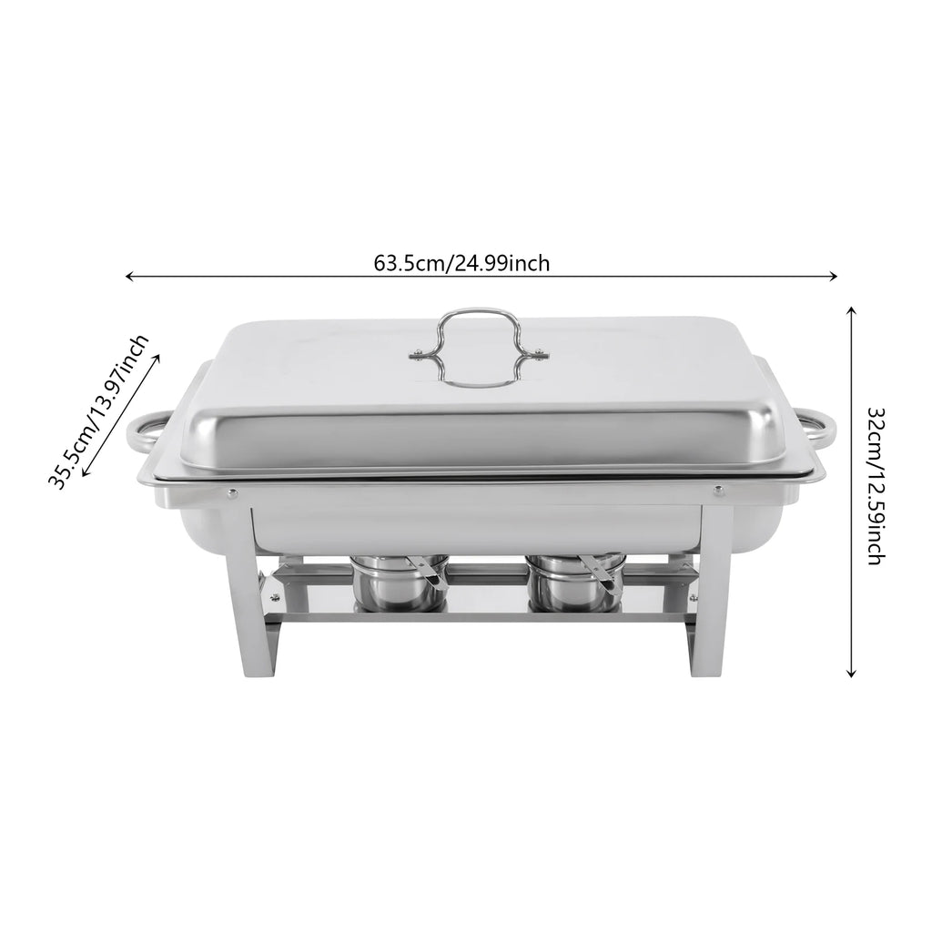 3-Piece Chafing Dish Buffet Set, Three 2.5L/0.66Gal Buffet Servers &amp; Food Warmers, Rectangular, Stainless Steel