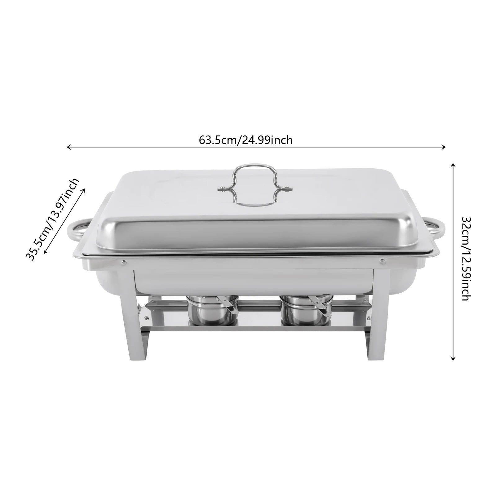 3-Piece Chafing Dish Buffet Set, Three 2.5L/0.66Gal Buffet Servers &amp; Food Warmers, Rectangular, Stainless Steel