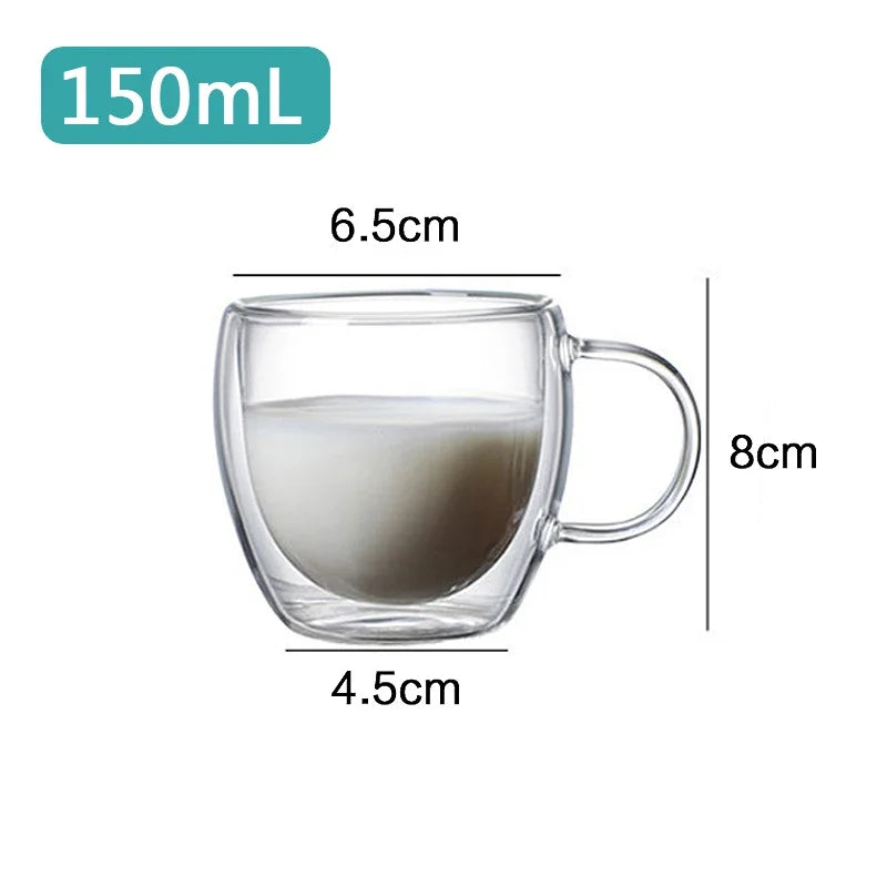 Transparent Glass Coffee Cup Milk Whiskey Tea Beer Double Creative Heat Resistant Cocktail Vodka Wine Mug Tumbler Drinkware Gift