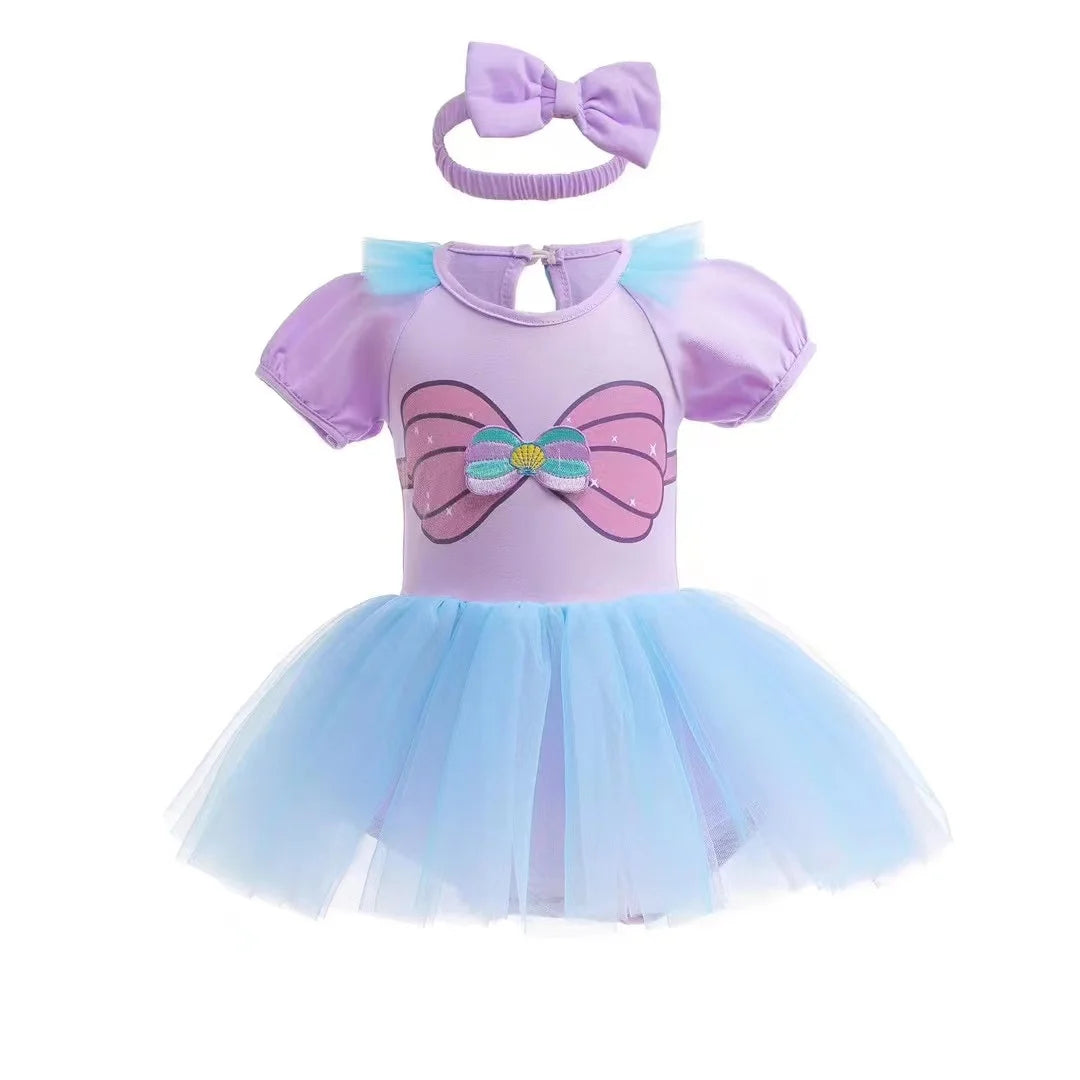 Baby Romper TUTU Dress With Headband Infant Baby Princess Girl Clothes Size 3-18M Cute Design Baby Dress Party Costumes