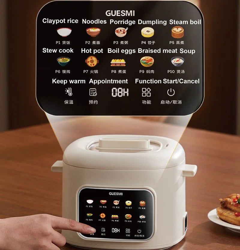 220V Smart Electric Cooking Pot Reservation Rice Cooker Non-stick Electric Frying Pan Dormitory Multi-function Pot Hot Pot 1.6L