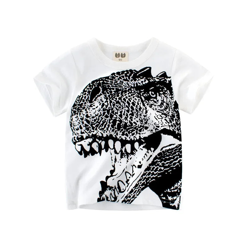 2 3 4 5 7 9 Years Summer Baby Boys Short Sleeve T-shirt Children Kids Cotton Cartoon Tops For Little Boys KF1022