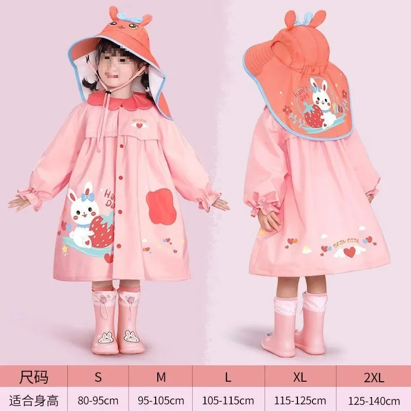 Rain and Shine Dual Use Girl Children's Raincoat Girl Kindergarten Children's Raincoat New Student Girl Baby Raincoat