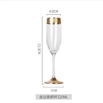 Phnom Penh Silver Edge European Glass Brandy Champagne Tall Foreign Crystal Red Wine Dining Table Household Water Glass