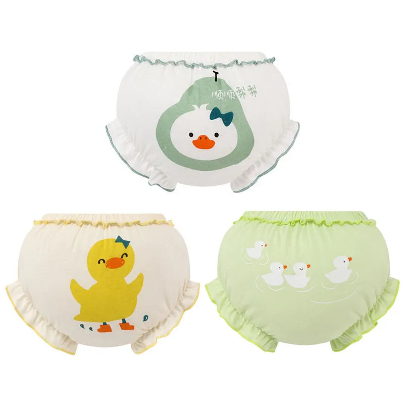 3 Piece/Lot 100%Cotton Baby Girl Panties Kids Infant Newborn Bow Underpants Wear Outside Fashion Shorts For Children Soft Briefs