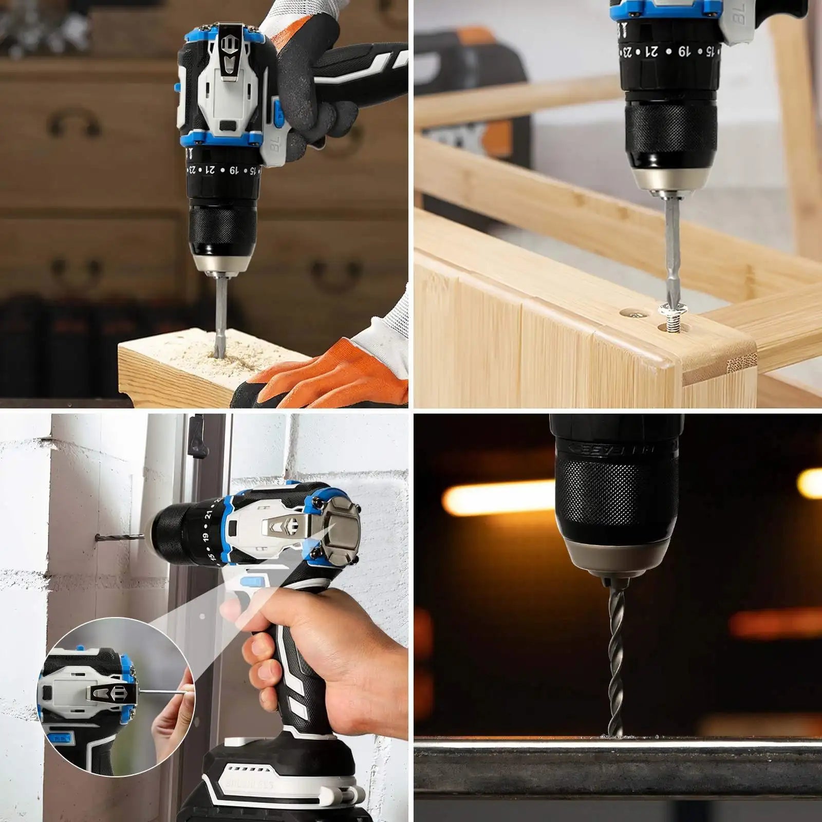 Brushless Cordless Drill Electric Screwdriver 3in1 Impact Drill With Light 2 Speeds 70Nm Power Tools For Makita 18V Battery
