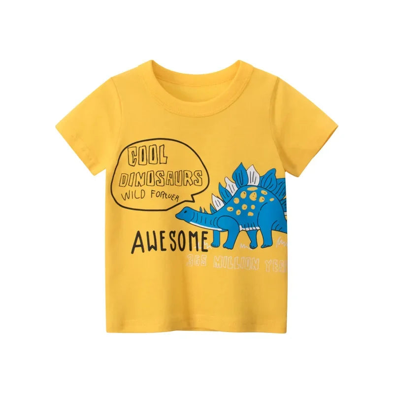 2 3 4 5 7 9 Years Summer Baby Boys Short Sleeve T-shirt Children Kids Cotton Cartoon Tops For Little Boys KF1022