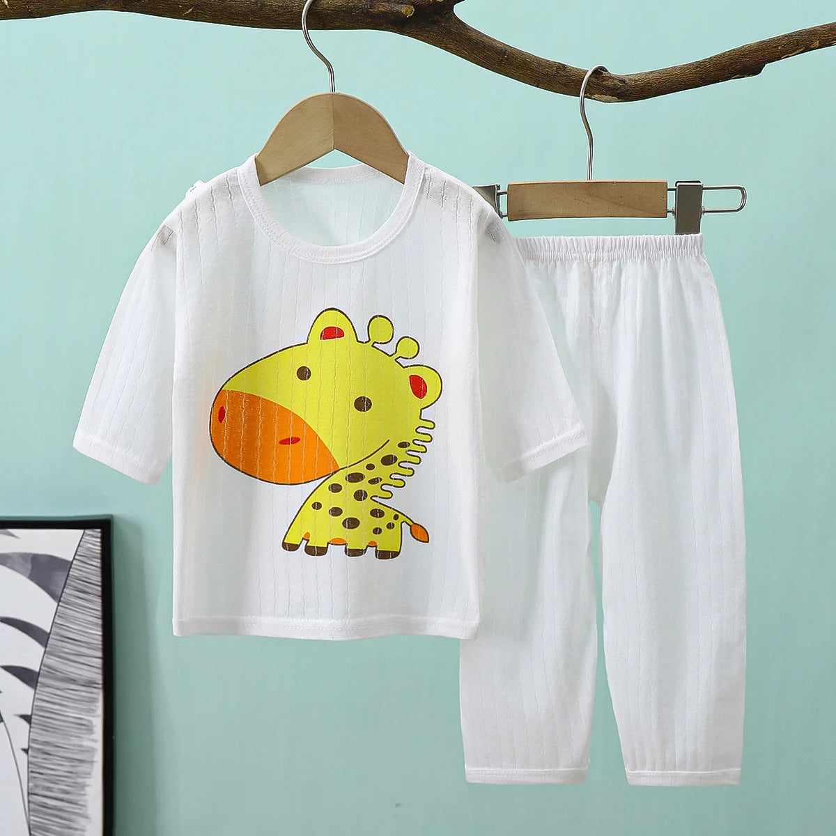 2PCS/Set Summer Children Clothes Girls Boys Cartoon Cute Casual Short Sleeve Cotton Baby Tops+Pants