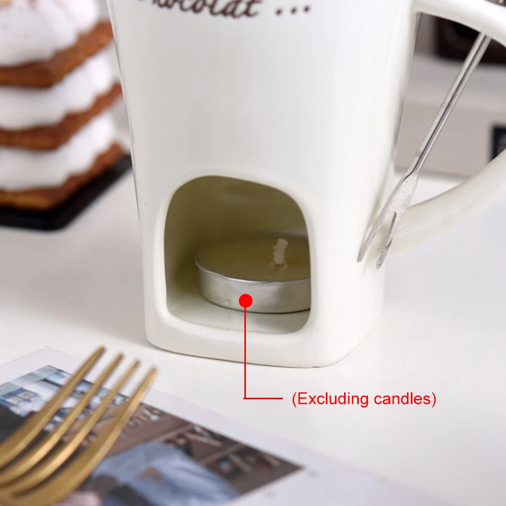 130ML Fondue Mug Chocolate Melting Cup Coffee Cup Butter Melt Pot for Dessert Home Anniversary Birthday Cooking Appliances