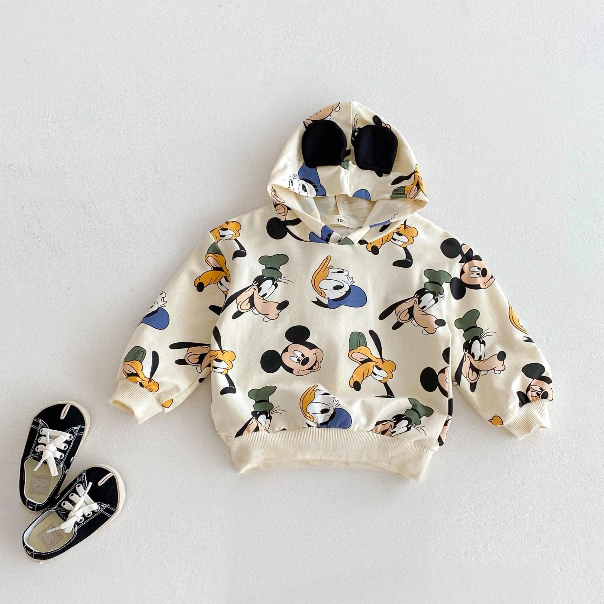 Disney Minnie Mickey Autumn Hoodies Children's Clothes Long Sleeve Hooded Tops Loose Fashion Cartoon Girl Boy Sweatshirt 0-6 Age