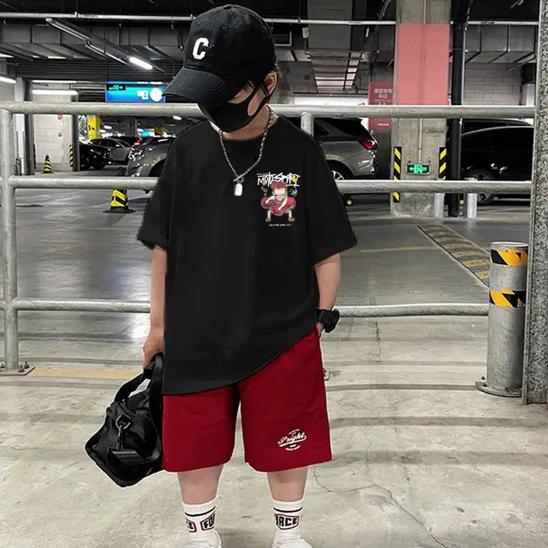 Shohoku Cotton Boys Clothes Sets Summer T-Shirt + Short Pants 2PCS Slam Dunk Sport Basketball Kids Clothing Children Outfits