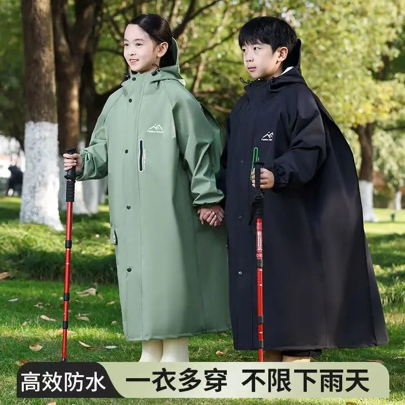 2025 New Children Waterproof Raincoat For Outdoor Camping Tour Long With Schoolbag Poncho For Primary Secondary School Students