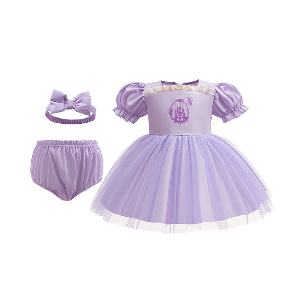 Boutique 3PCS Baby Girls Princess Dress Shorts Bow Headwear 1st 2nd Birthday Party Infant Clothing Set Halloween Alice Costume