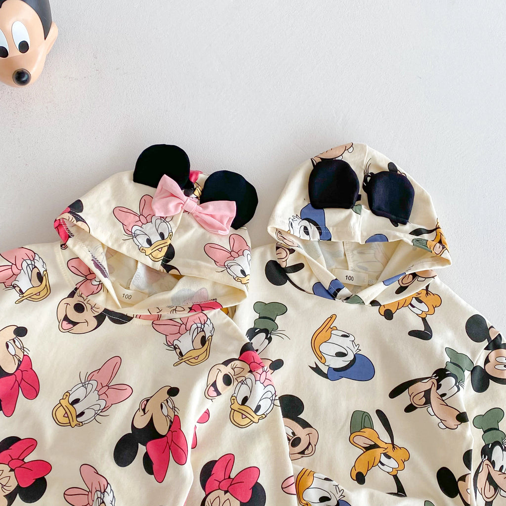 Disney Minnie Mickey Autumn Hoodies Children's Clothes Long Sleeve Hooded Tops Loose Fashion Cartoon Girl Boy Sweatshirt 0-6 Age