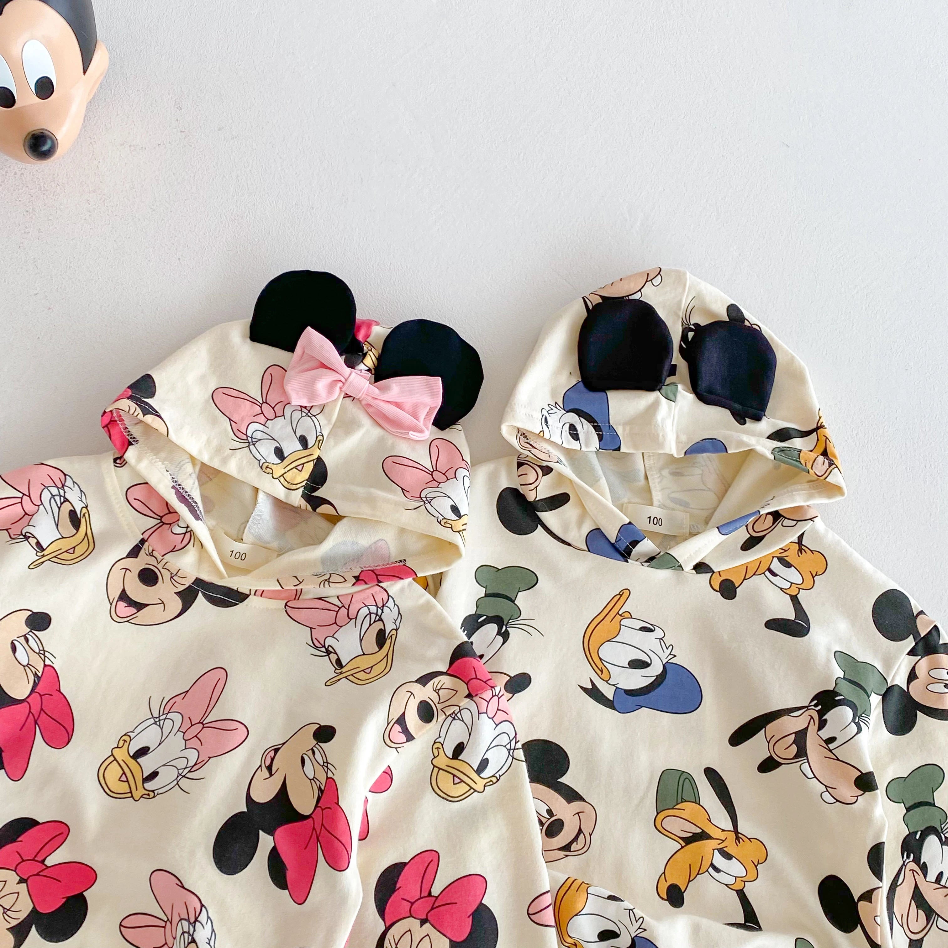 Disney Minnie Mickey Autumn Hoodies Children's Clothes Long Sleeve Hooded Tops Loose Fashion Cartoon Girl Boy Sweatshirt 0-6 Age