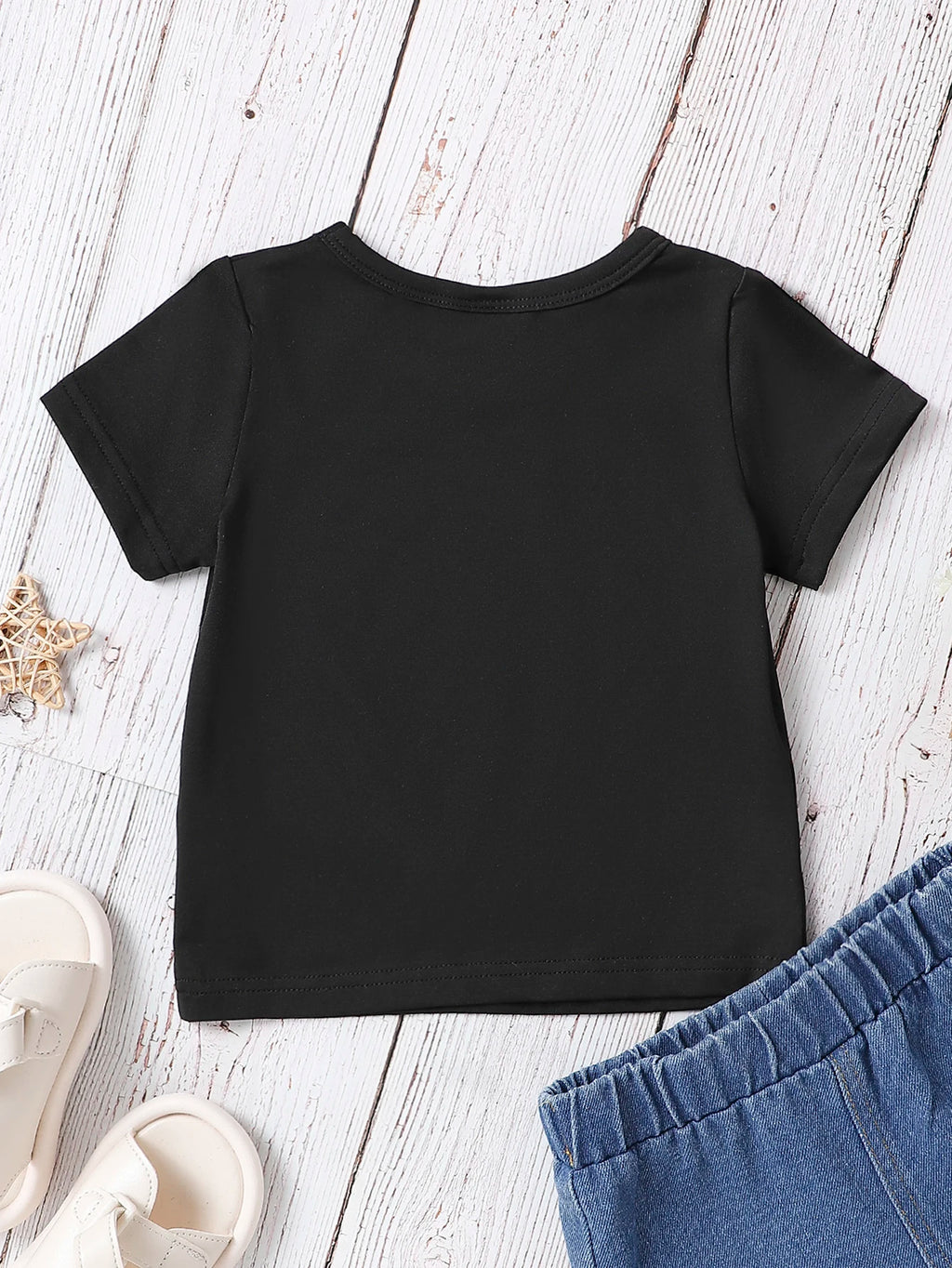 Summer T-shirt Round Neck Short Sleeved Heart-Shaped Pattern Top Stylish Versatile Multiple Options Baby Children's Clothing