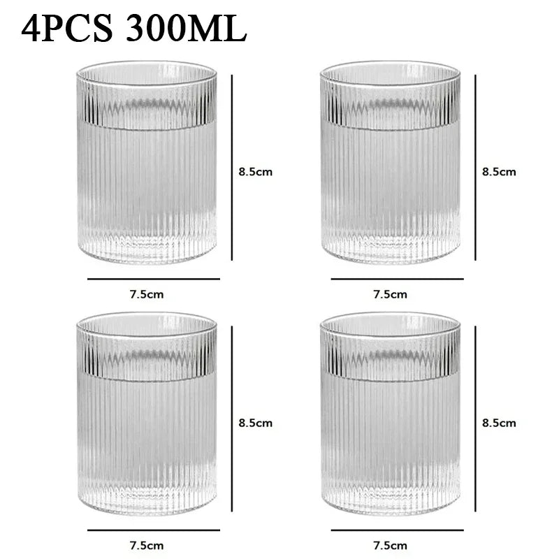 1/2/4/6pcs Vertical Pattern Cup Creative Japanese Glass Wine Juice Drink Coffee Handmade Clear Drinkware Shot Glasses Whiskey
