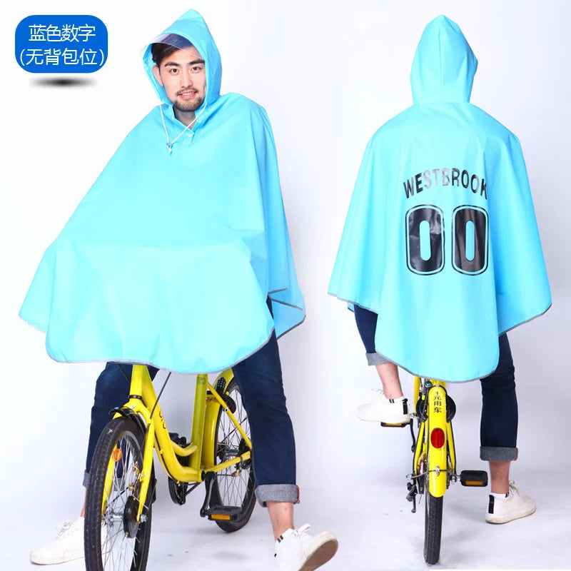 EVA Raincoat For Bicycle Cycling Poncho Bagpack Design Adult Rainwear Transparent Reflective Strip Wind-resistant Raincoat