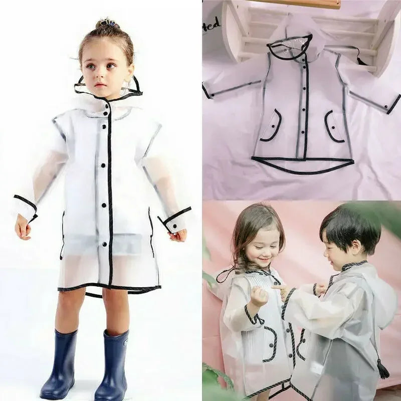 16 Thread Thick Reusable EVA Children's Raincoat Outdoor Waterproof Rain Poncho Impermeable Rain Coat Boy Girl Student Rainsuit