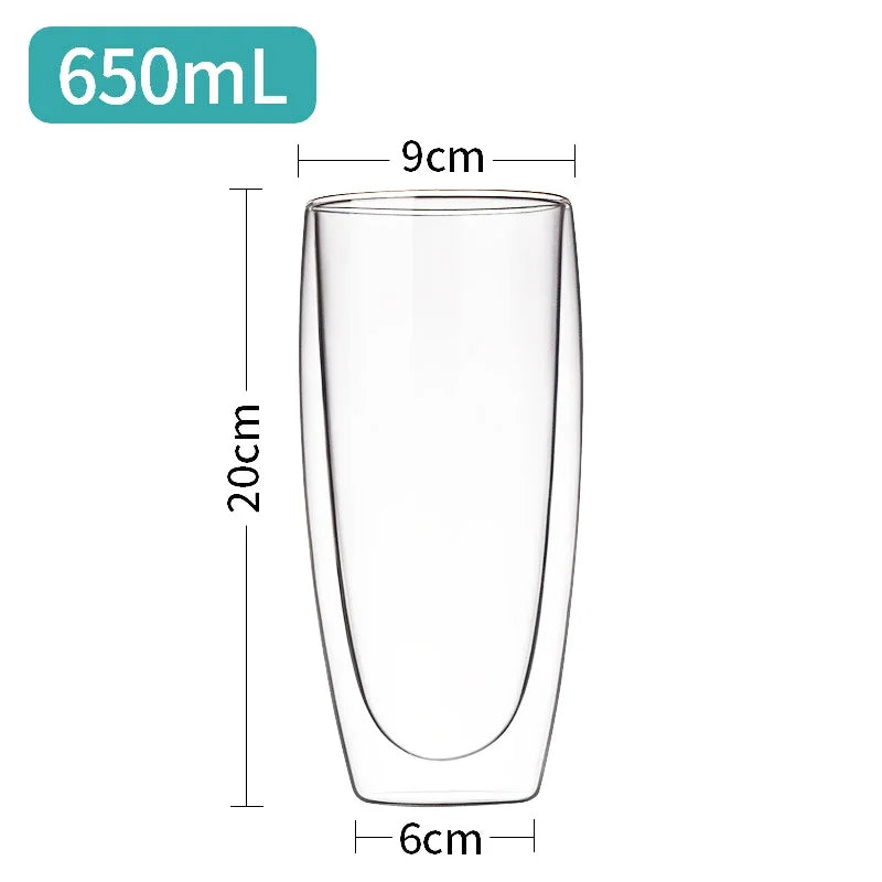 Transparent Glass Coffee Cup Milk Whiskey Tea Beer Double Creative Heat Resistant Cocktail Vodka Wine Mug Tumbler Drinkware Gift