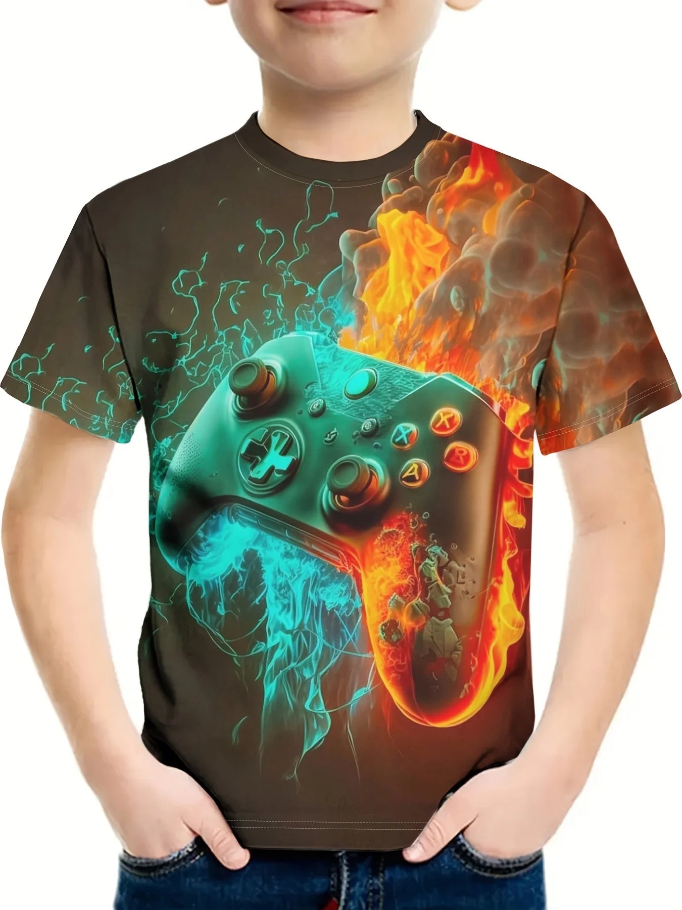 Child T-Shirt Children Top Shirts Cool Game 3D Print Short Sleeve Tee T-Shirt Korean Children's Clothes 2024 Kids Spring Clothes