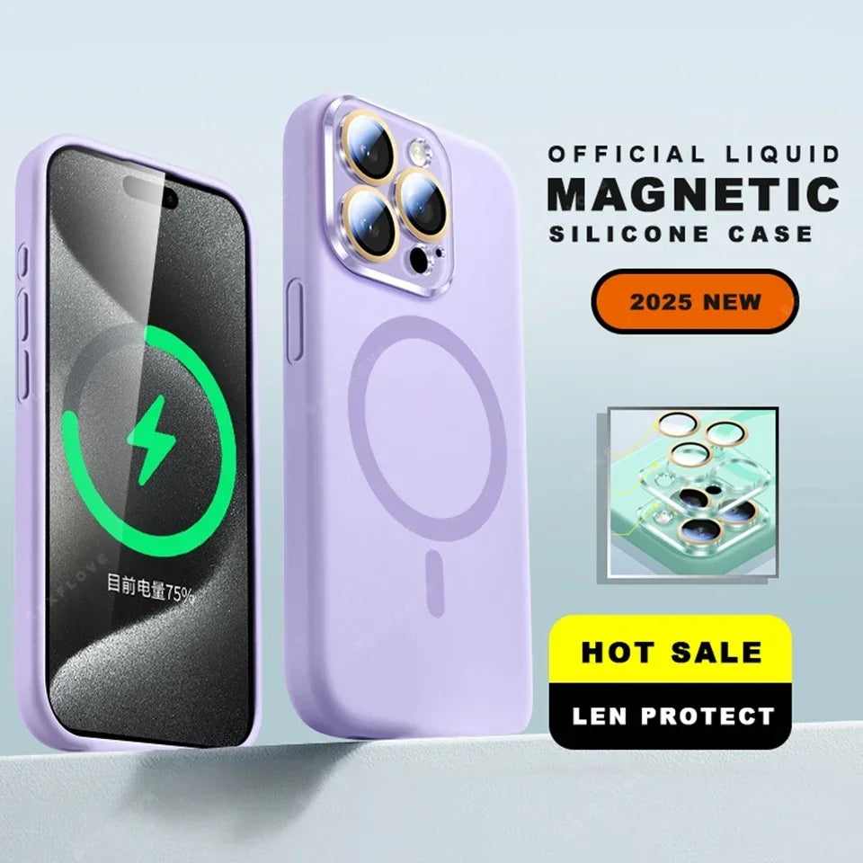 Lanyard Magnetic Phone Case For iPhone 15 14 16 Plus 11 12 13 16 Pro Max Magsafe Liquid Silicone Strap Charge Protector Cover