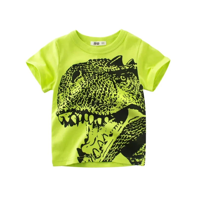 2 3 4 5 7 9 Years Summer Baby Boys Short Sleeve T-shirt Children Kids Cotton Cartoon Tops For Little Boys KF1022