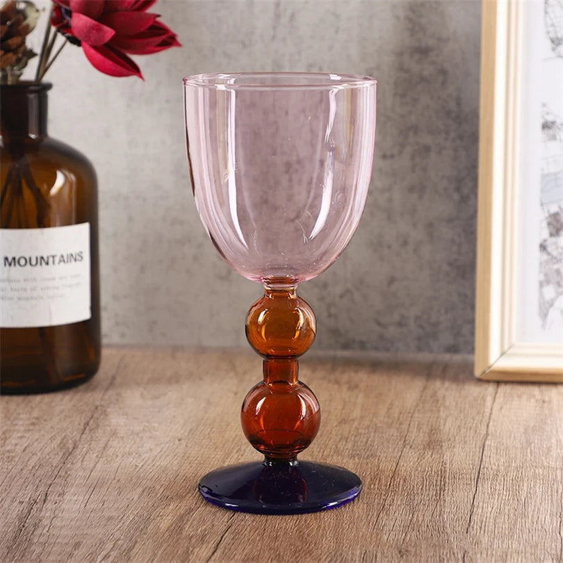 Creative Stained Glass Goblets Contrast Color Wine Glasses Ins Style Simple Home Wine Glasses Drink Cups