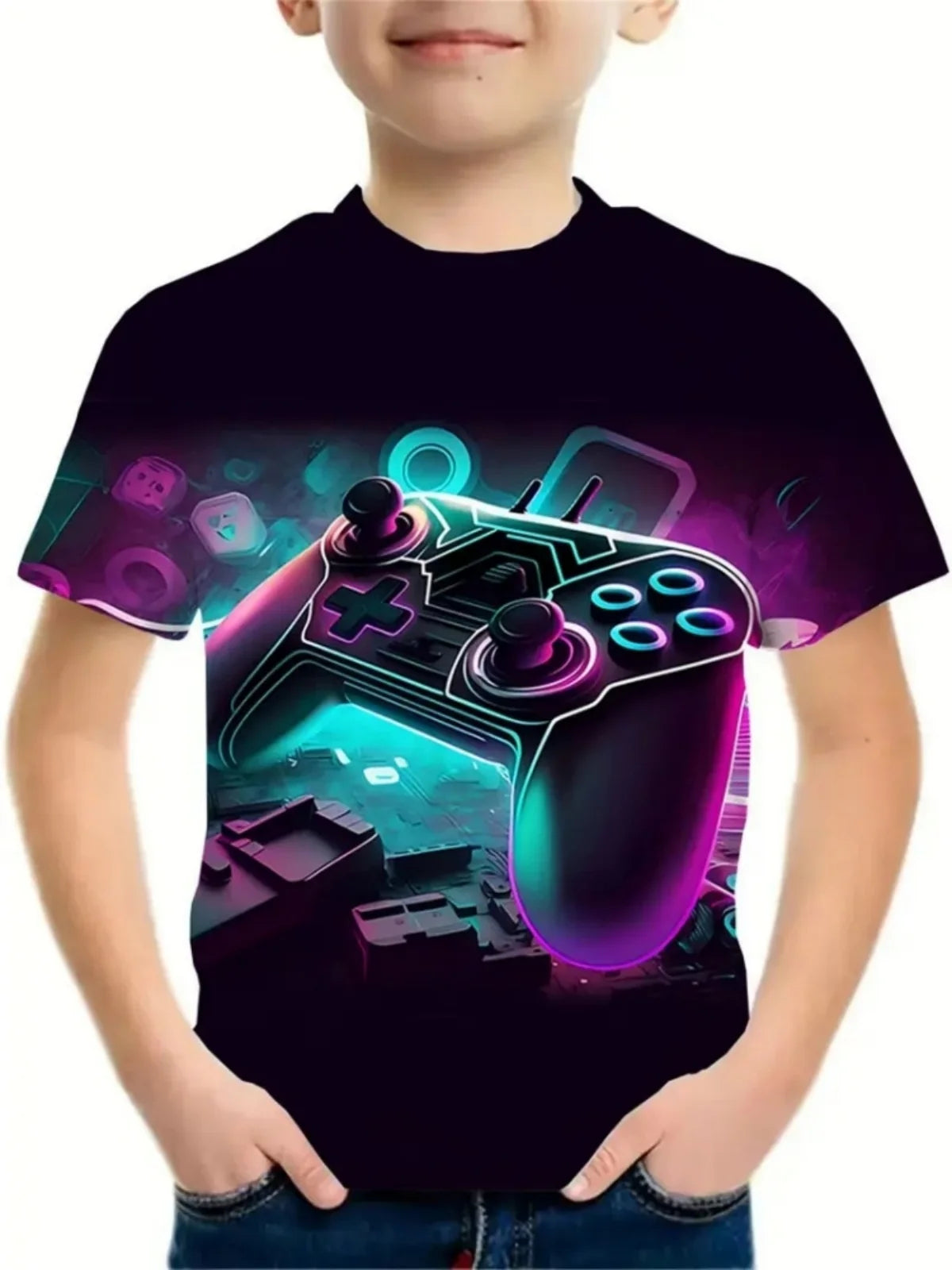 Casual Game Pattern Children's T-Shirt Boy Tops Baby Summer Short Sleeve Clothes Kids 3-12 Years Tees Novelty Children T-Shirt
