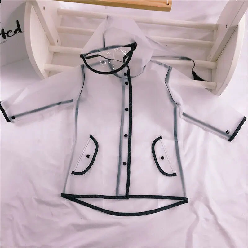 Kids Raincoat Waterproof Rain Poncho, Clear Transparent Children's Kindergarten School Student Rainsuit Protective Poncho Covers