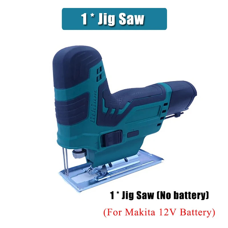 Cordless Jig Saw 80mm Portable Electric Jigsaw Rechargeable Mini Logging Saw Wood Cutting Power Tool for Makita 12V Battery
