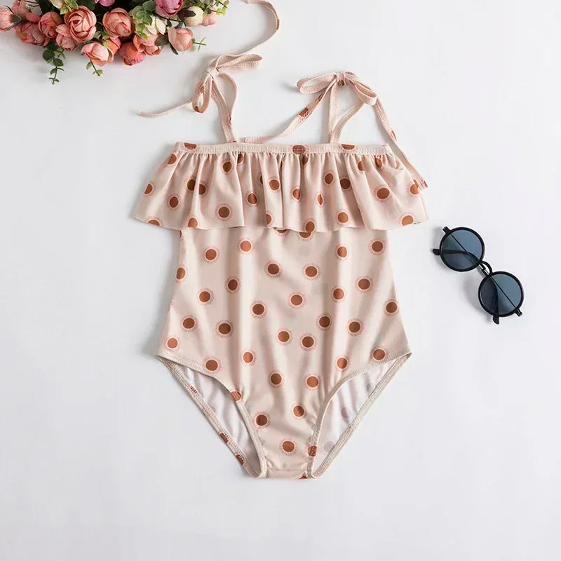 2024 New One-Piece Swimsuit Baby Girl Backless Flower Bikini Beach Holiday Swimming Bathing Suit Children Kids 1-5 Year Swimwear