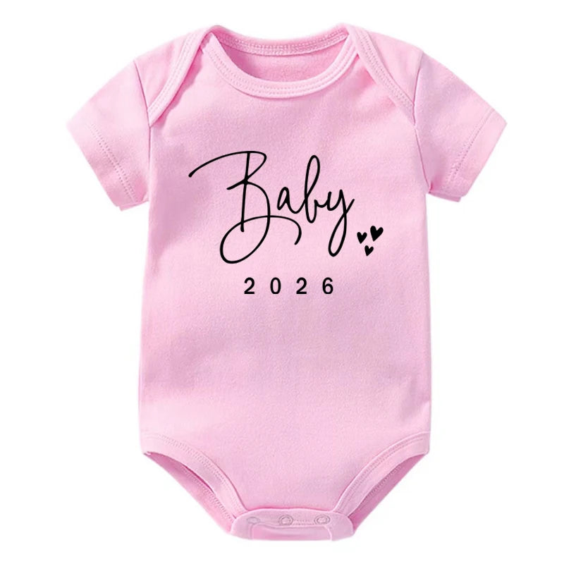 Coming Soon 2026 Baby Announcement Clothes Cotton Newborn Baby Bodysuits Summer Boys Girls Romper Body Pregnancy Reveal Clothes