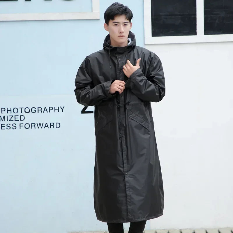 Women's Long Lightweight Trench Raincoat Poncho Waterproof Korean Style for Adults
